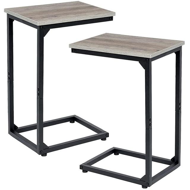 AMHANCIBLE C-Shaped Snack Table Set of 2, Small Side Tables Living Room, Accent End Table for Small Space,Bedroom,Couch,Sofa,Lamp, (Ivory Grey)
