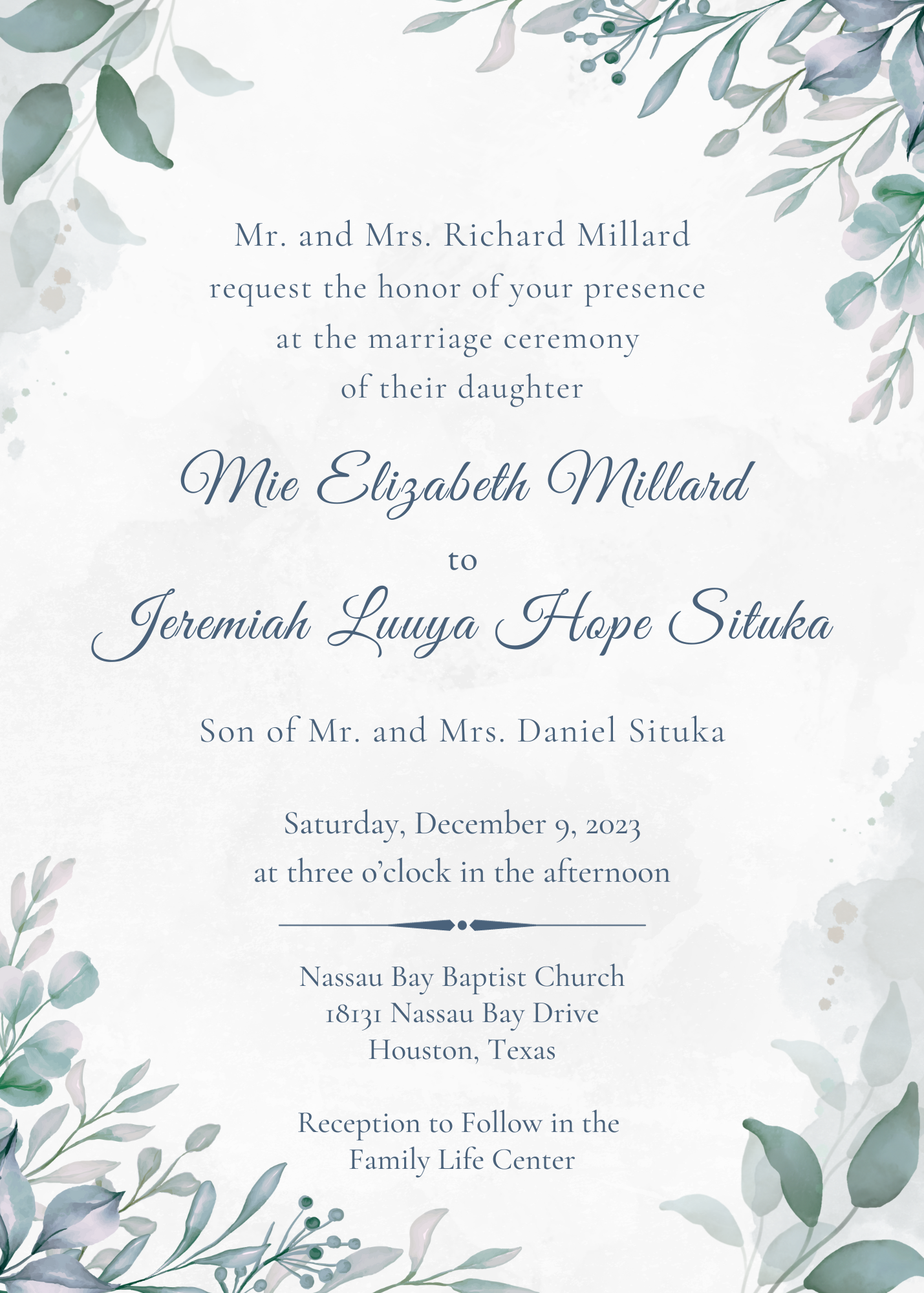 The Wedding Website of Mie Millard and Jeremiah Situka