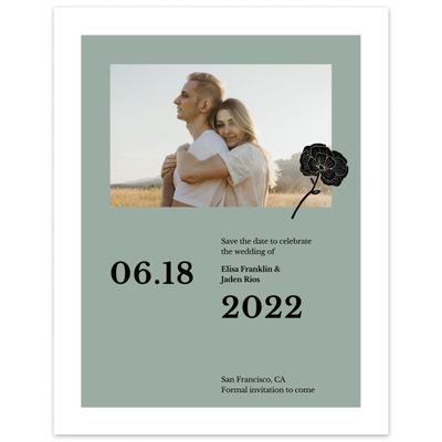 Vintage Green Wedding Digital Save the Date - Catania Portrait
