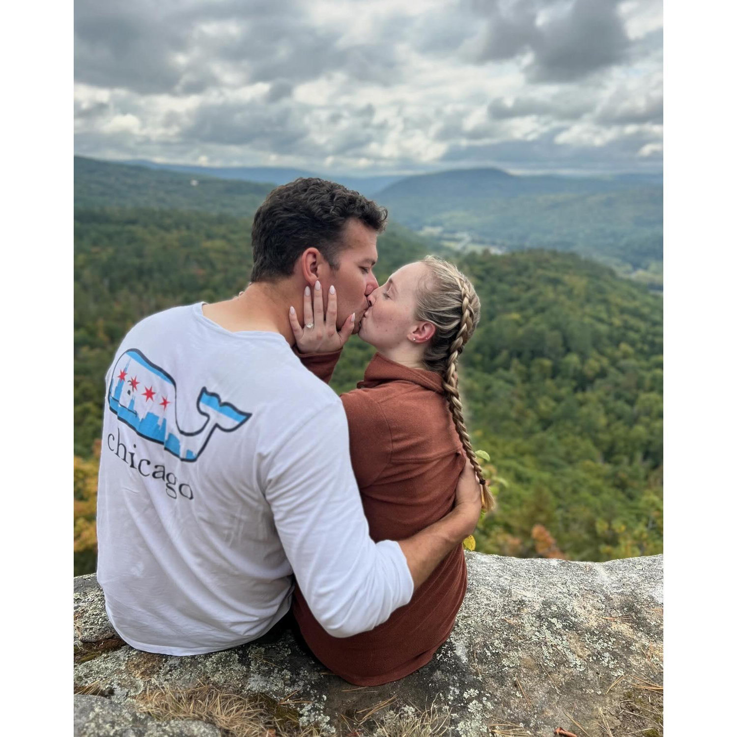 Kyle proposed back in Vermont on top of Peaked Mountain!