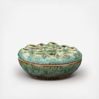 Glaze Finish Textured Stoneware Lotus Vase