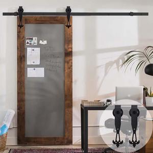 WINSOON 6 FT/72 Inch Industrial Overhead Barn Door Hardware Kit Inside Sliding Iron Track For Single Door Black New W Style