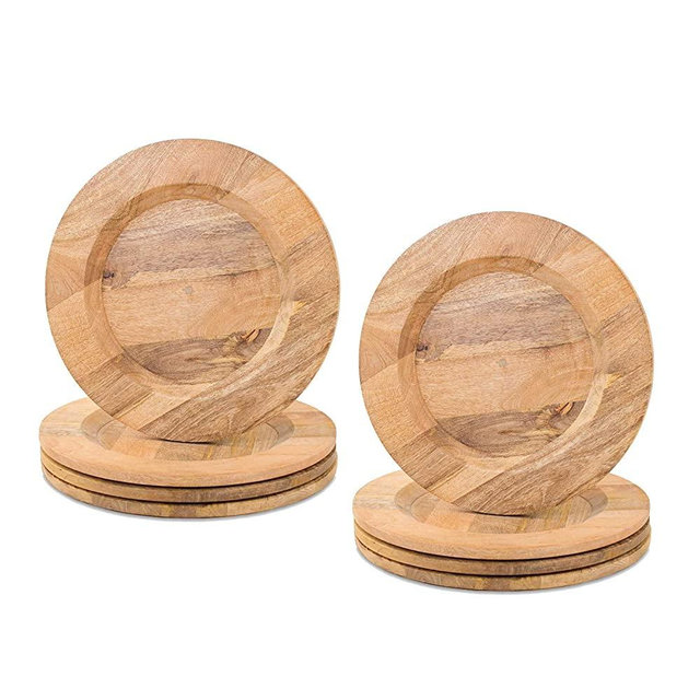 Avera Products | Beautiful Mango Wood Charger Plate 14" Set of 8 | Chargers for Dinner Plates Designed to Accent Meals, and Decorate Your Tables