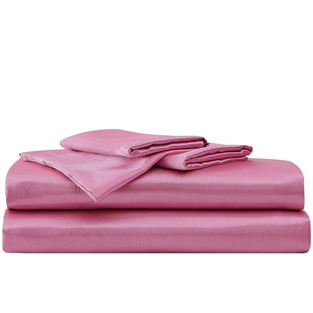 Betsey Johnson - King Bed Sheets, Satin Bedding Set with Matching Pillowcases, Wrinkle & Fade Resistant, Silky Smooth for Healthy Hair (Dark Pink)