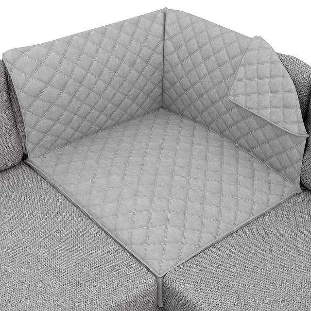 Sofa Shield® Couch Sectional Covers for Dogs, Reversible Furniture Protector with Strap, Stain and Tear Resistant Cushion Cover, 30x30 inch Seat, Machine Washable Slipcover Pets, Cats, Light Gray