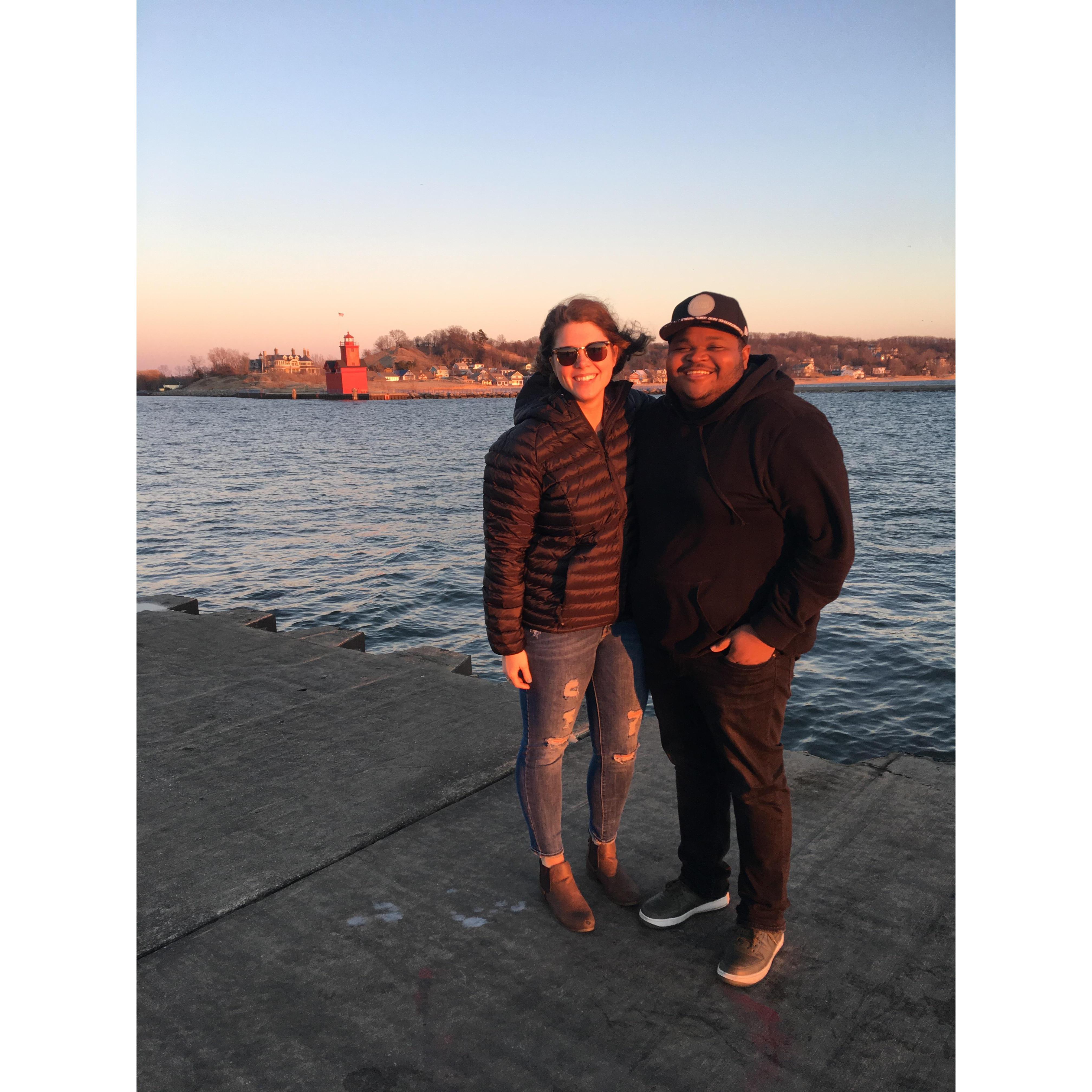 Enjoying the pier at Holland State Park.