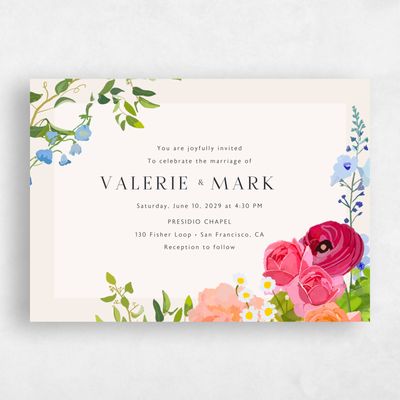 Linen, Beige Wedding Invitation - Dicha Landscape