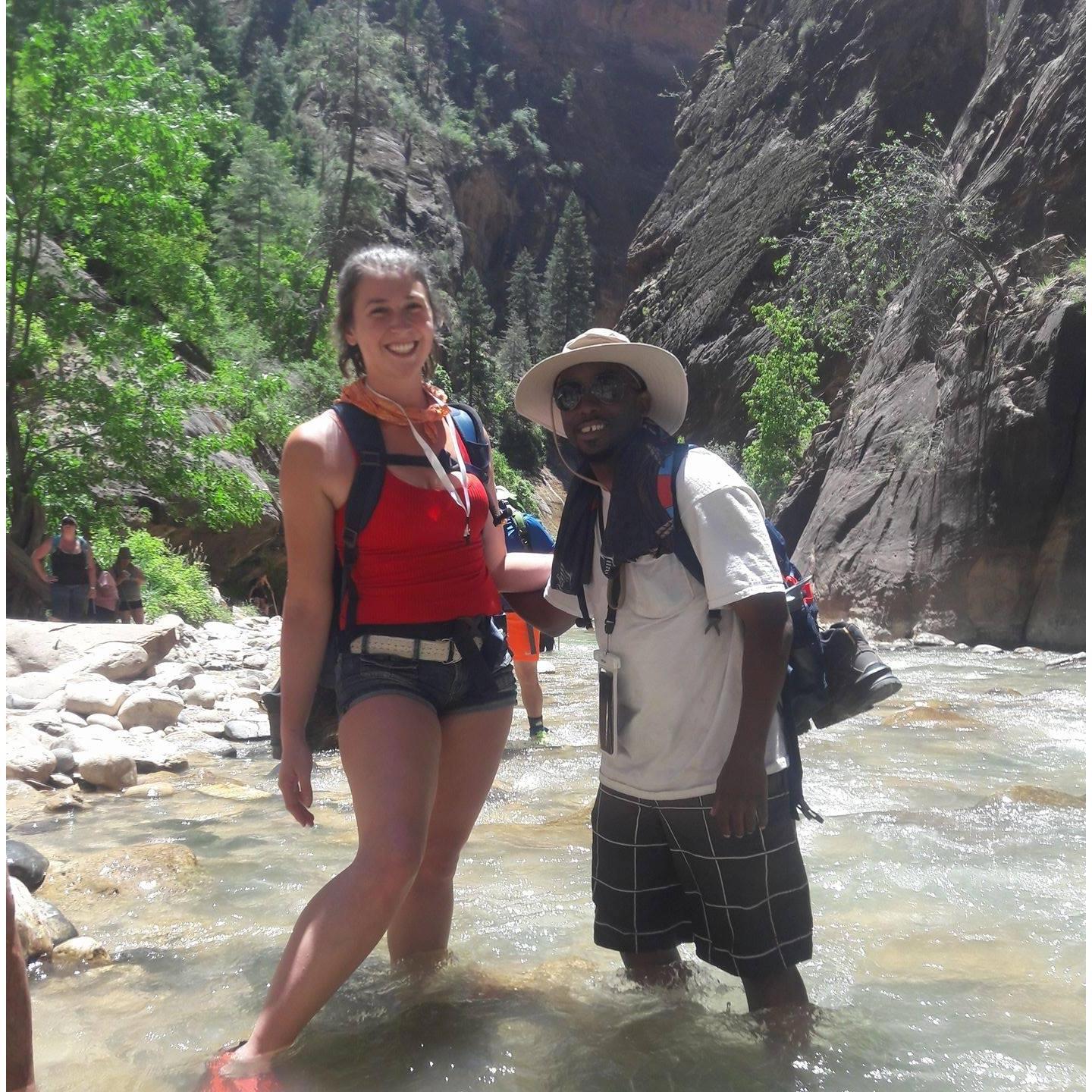 Trekking up the Virgin River Narrows