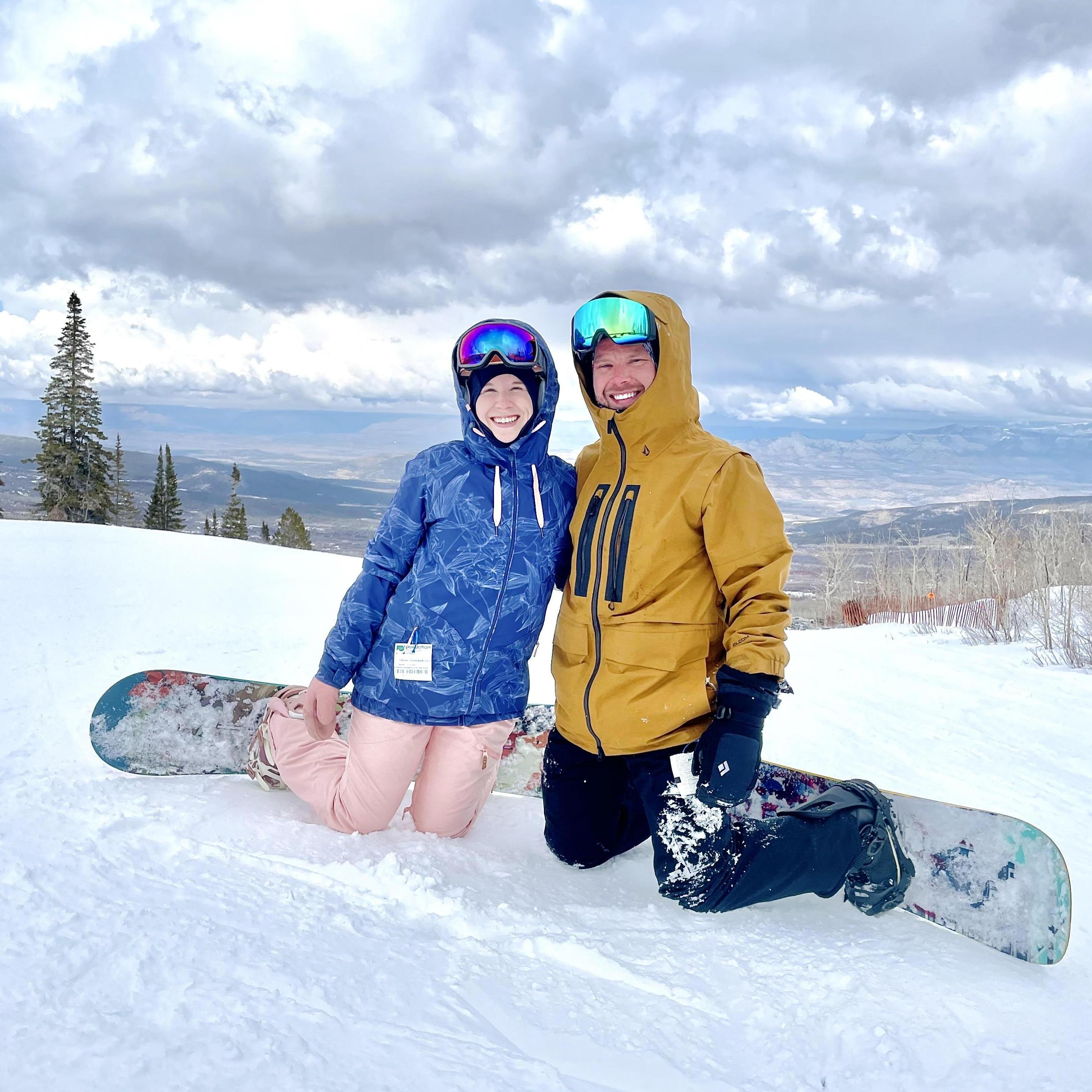 We love snowboarding together, especially in the CO mountains
