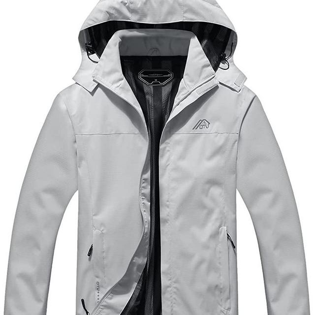 OTU Men's Lightweight Waterproof Hooded Rain Jacket Outdoor Raincoat Shell Jacket for Hiking Travel