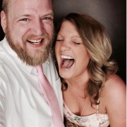 Cracking each other up taking bathroom selfies before Adam Kampa and Robyn Beckman's wedding