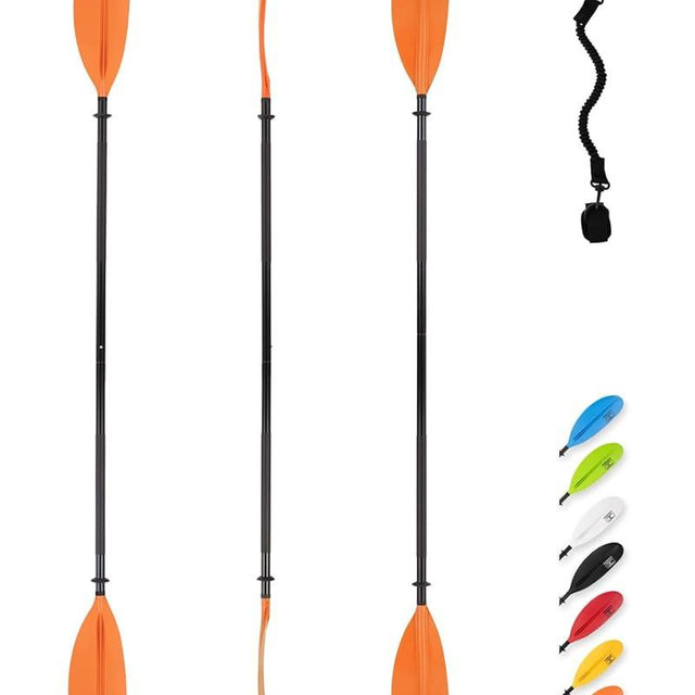 OCEANBROAD Kayak Paddle 86in/218cm, 90.5in/230cm, 95in/241cm Alloy Shaft Kayaking Boating Canoeing Oar with Paddle Leash 1 Paddle
