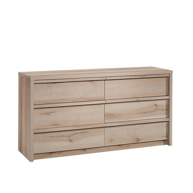 Sauder Harvey Park 6-Drawer Bedroom Dresser, L: 60.71" x W: 17.48" x H: 31.06", Pacific Maple Finish