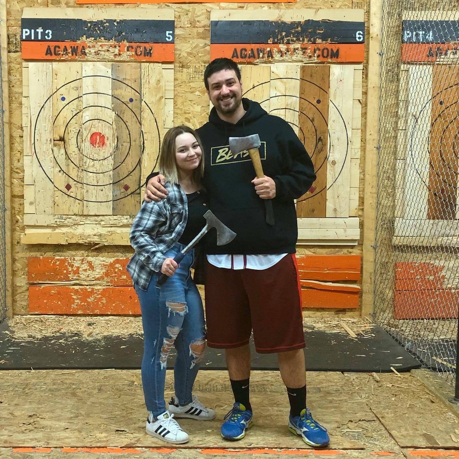 Our first date axe throwing