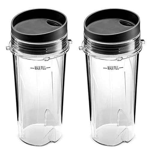 Ninja Blender Cups Single Serve 16-Ounce Cup Set with 2 Sip Lids for BL770 BL780 BL660 Professional Blender (Pack of 2)