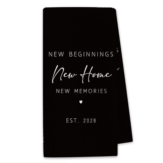 Shescrzionu New Home Gift Kitchen Towels with Saying, Funny Decorative Hand Towel, Housewarming Gift Ideas for New Homeowners, Cute Funny Hand Towels Bathroom Kitchen 16x24 Inch Black-b01