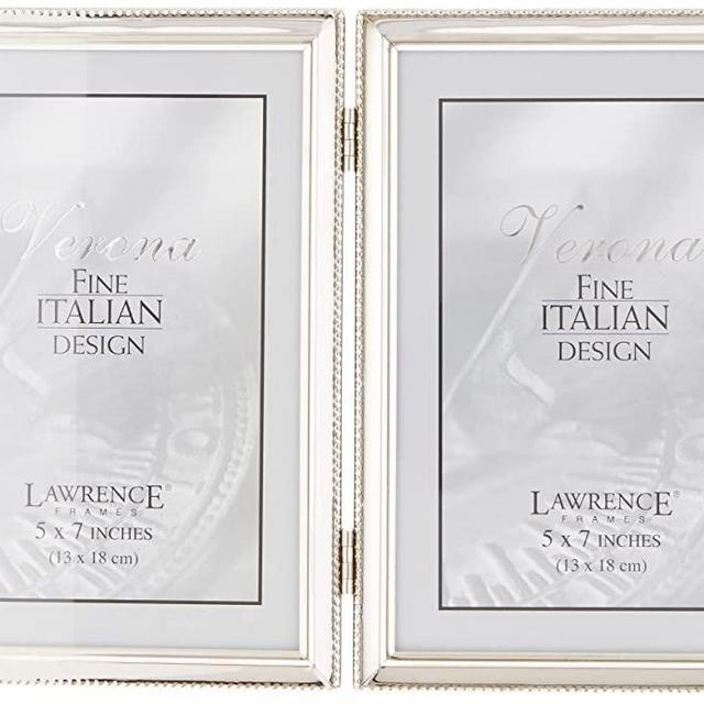 Lawrence Frames Bead Border Design, 5x7 Double, Silver