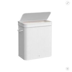SONGMICS Laundry Hamper with Lid Bamboo Laundry Basket with Liner Bag