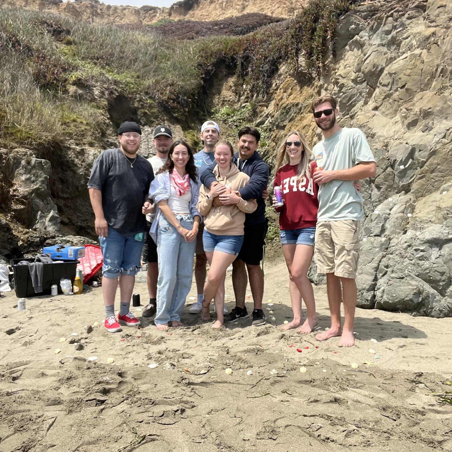 I had to include the ones who made the surprise happen while he kept me at the opposite side of the beach!