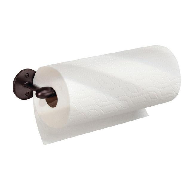 iDesign Orbinni Wall Mounted Metal Paper Towel Holder, Roll Organizer for Kitchen, Bathroom, Craft Room, Bronze