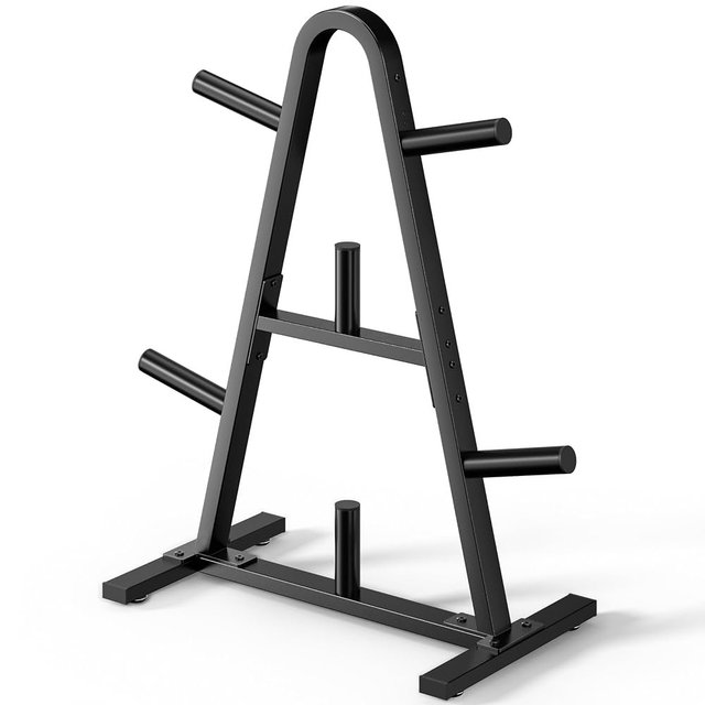 Olympic Weight Plate Rack 400LBs, Heavy Duty Weight Tree Rack for 2-Inch Plates, Barbell & Bumper Plate Storage, Free Weight Rack & Gym Plate Holder for Home Gym