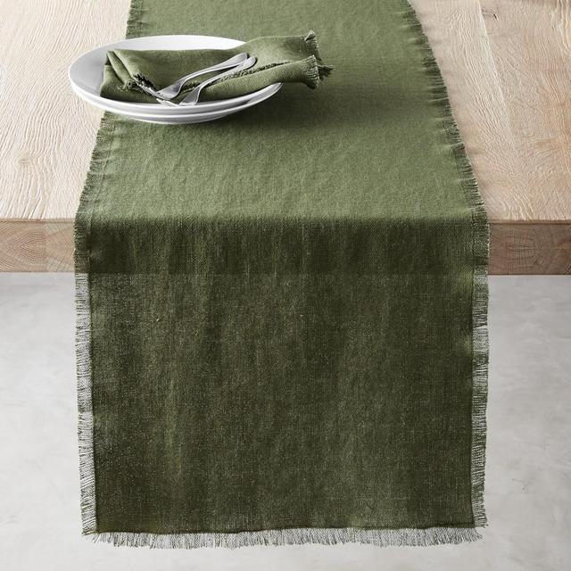 Fringed Table Runner, 16" X 108", Olive