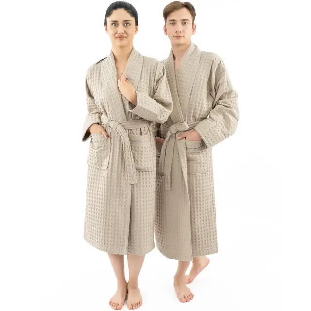 American Soft Linen 100% Cotton Waffle Robes for Women and Men, Unisex Waffle Design Lounging Bathrobe, 1 Piece Waffle Robe for Couples After Shower