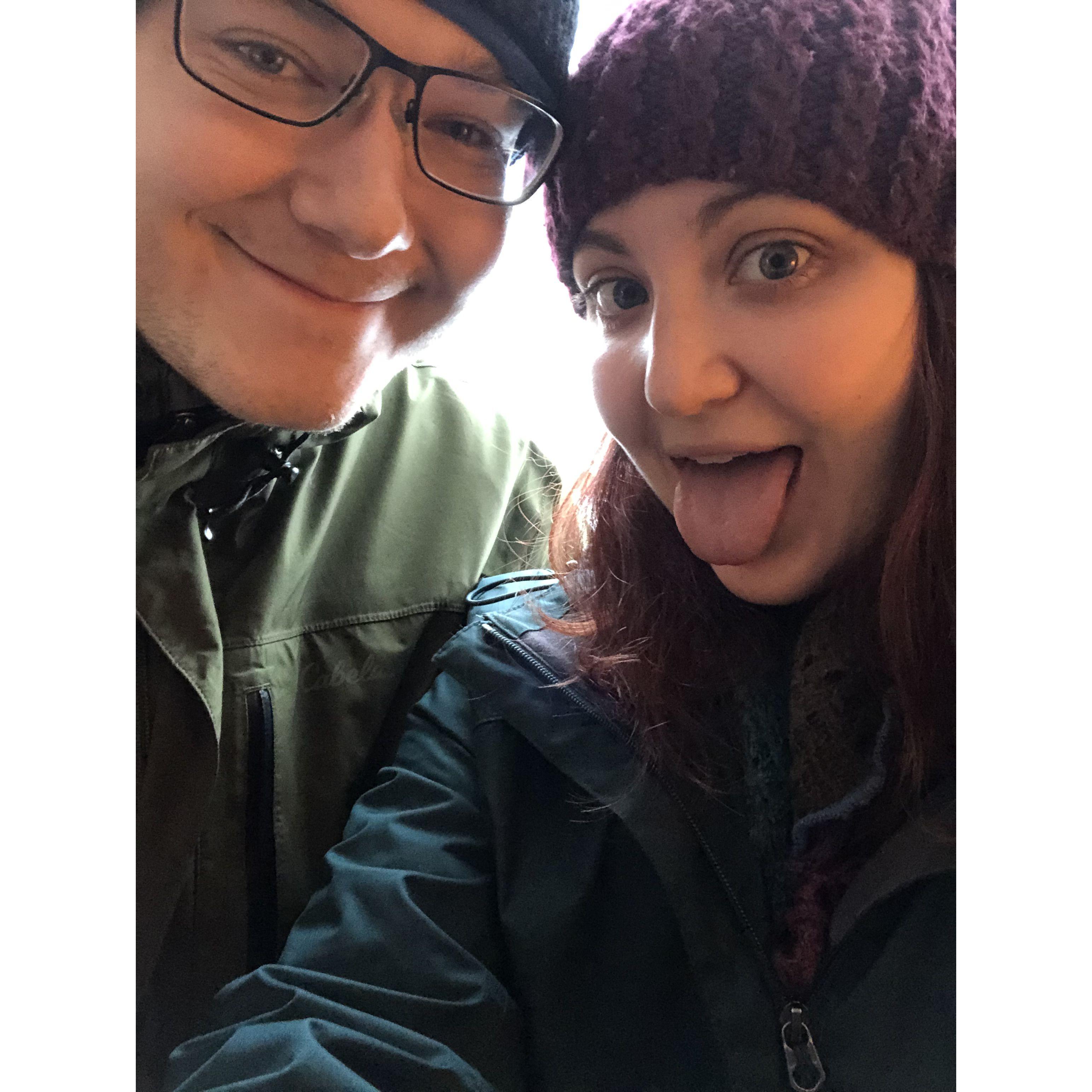 Gab teaching Sam how to ski!