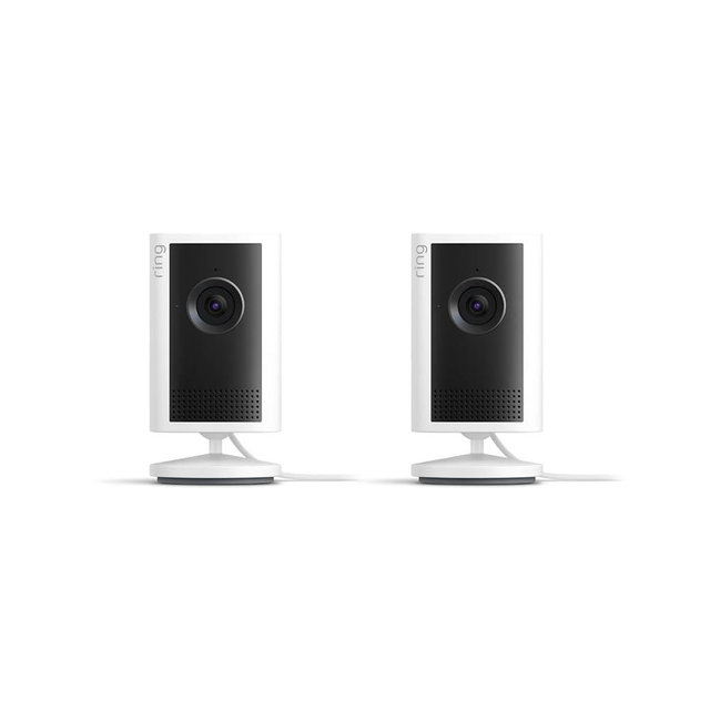 Ring Indoor Cam Plus (newest model), Home or business security, Retinal 2K for crisp, true-to-life video quality, 4x Enhanced Zoom, Low-Light Sight, 2-pack, White