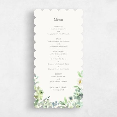 Green Scalloped Wedding Menu - Cricket