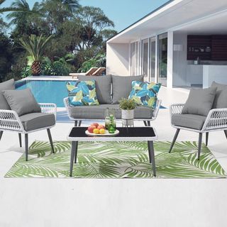 Portofino Rope Wicker 4-Piece Patio Conversation Set