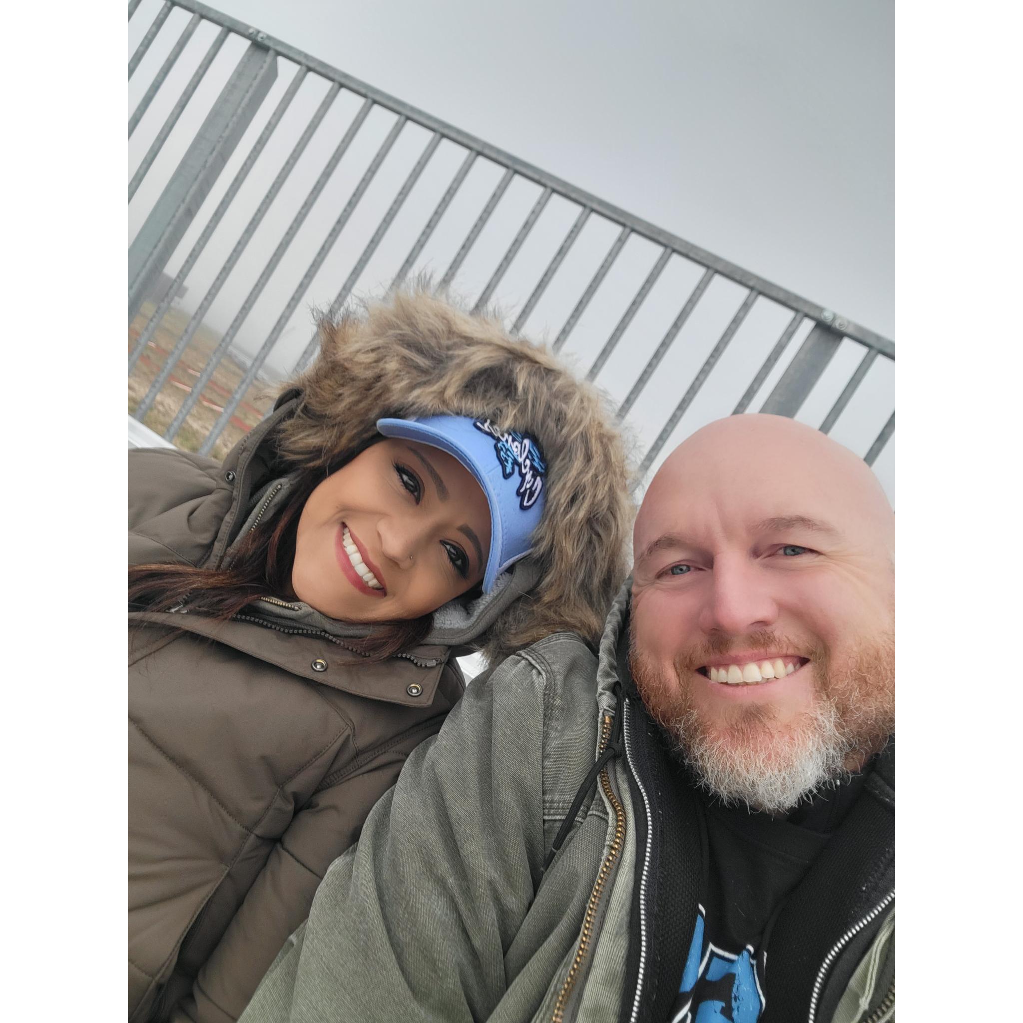 Cold day watching football.