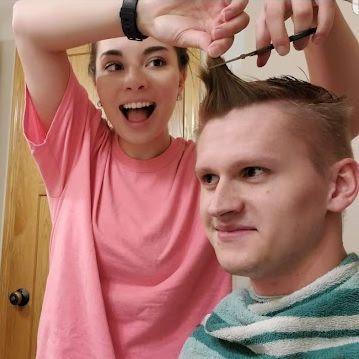 In college Katya learned to give Martin haircuts so he could use that money to take her on dates instead