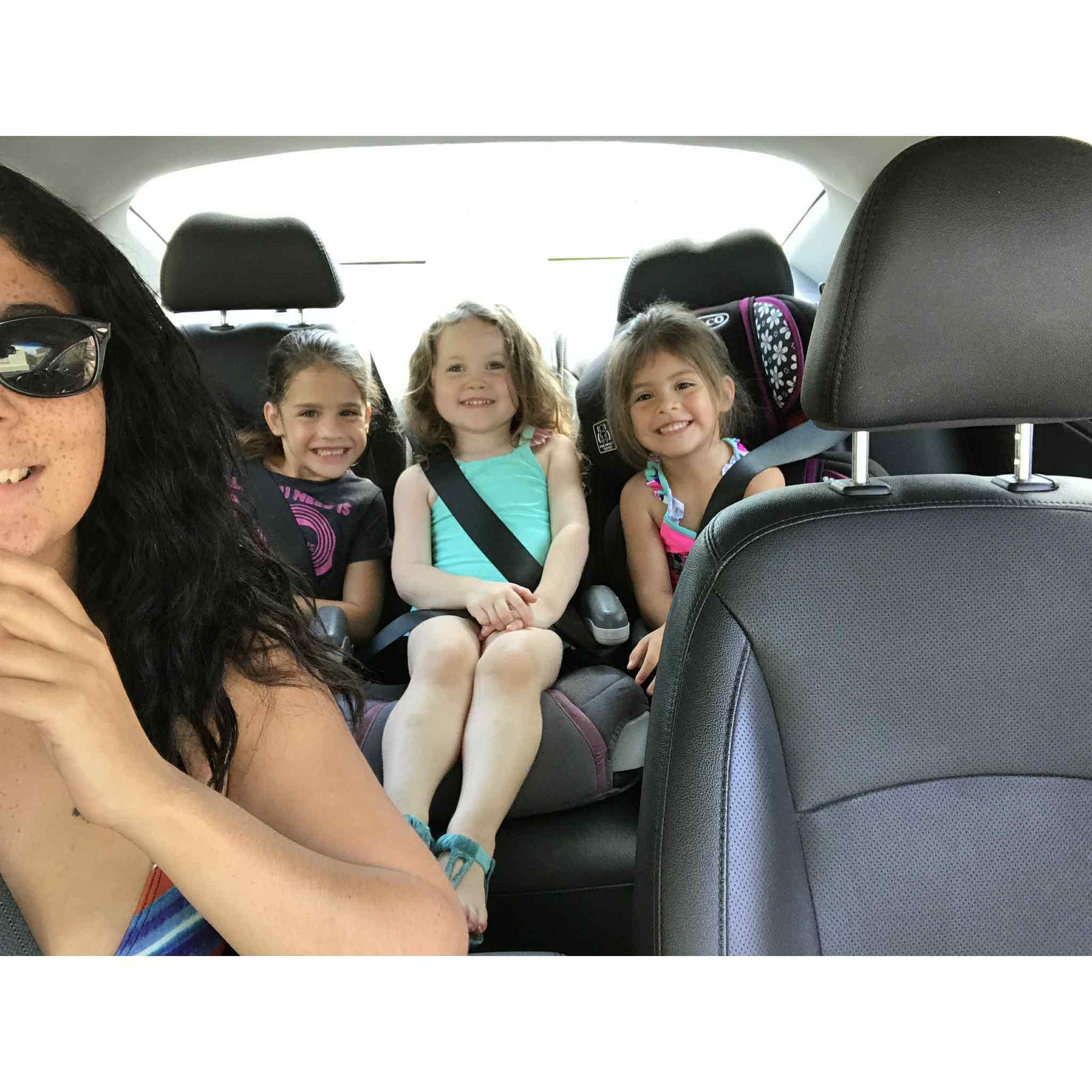 Off to Lake Pleasant. Vanessa, Scarlett, Leia. One 6-year-old and two almost 4-year-olds!