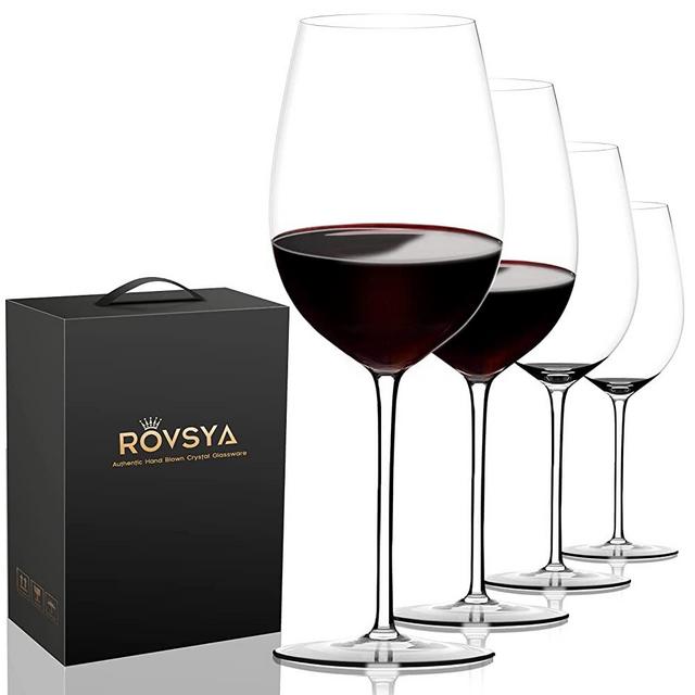 Crystal Red Wine Glasses Set of 4, Hand Blown Bordeaux Glasses-Ultra-thin, Light for Best Wine Tasting,16 OZ, Perfect Gifts for Father's Day, Valentine‘s Day, Anniversary, Birthday