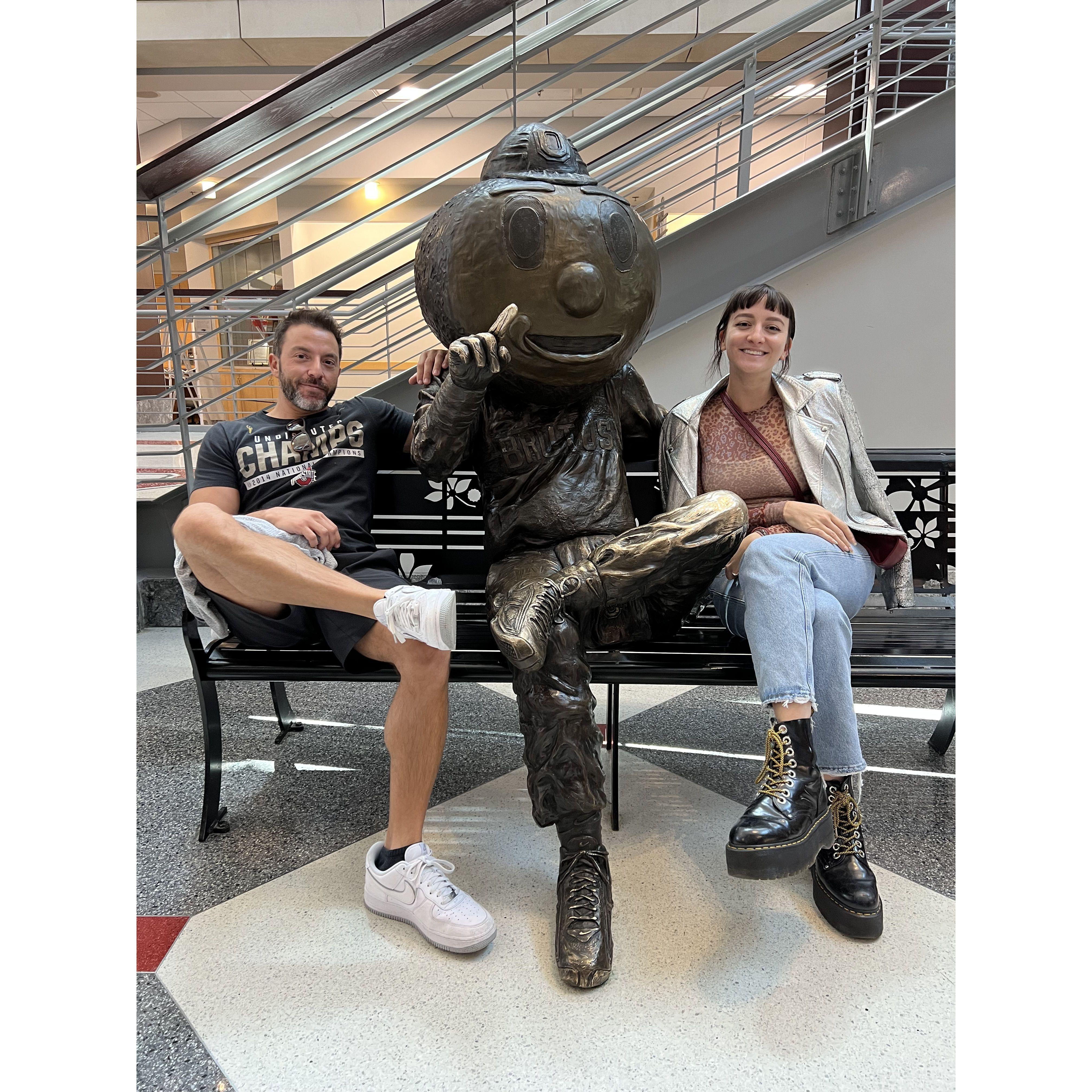 One of many stops on a very thorough tour of The Ohio State University.