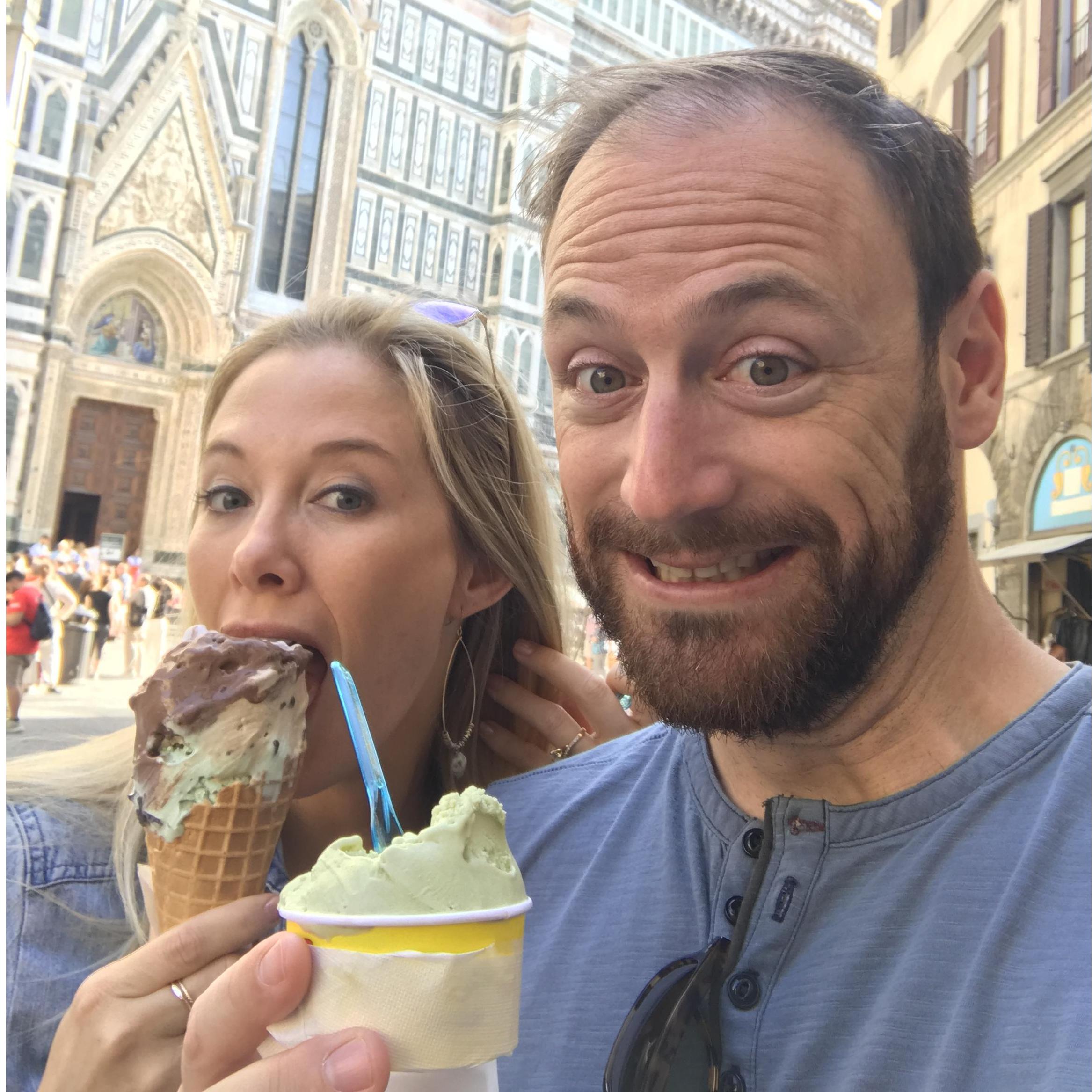 Gelato in Florence where Roni studied in college.