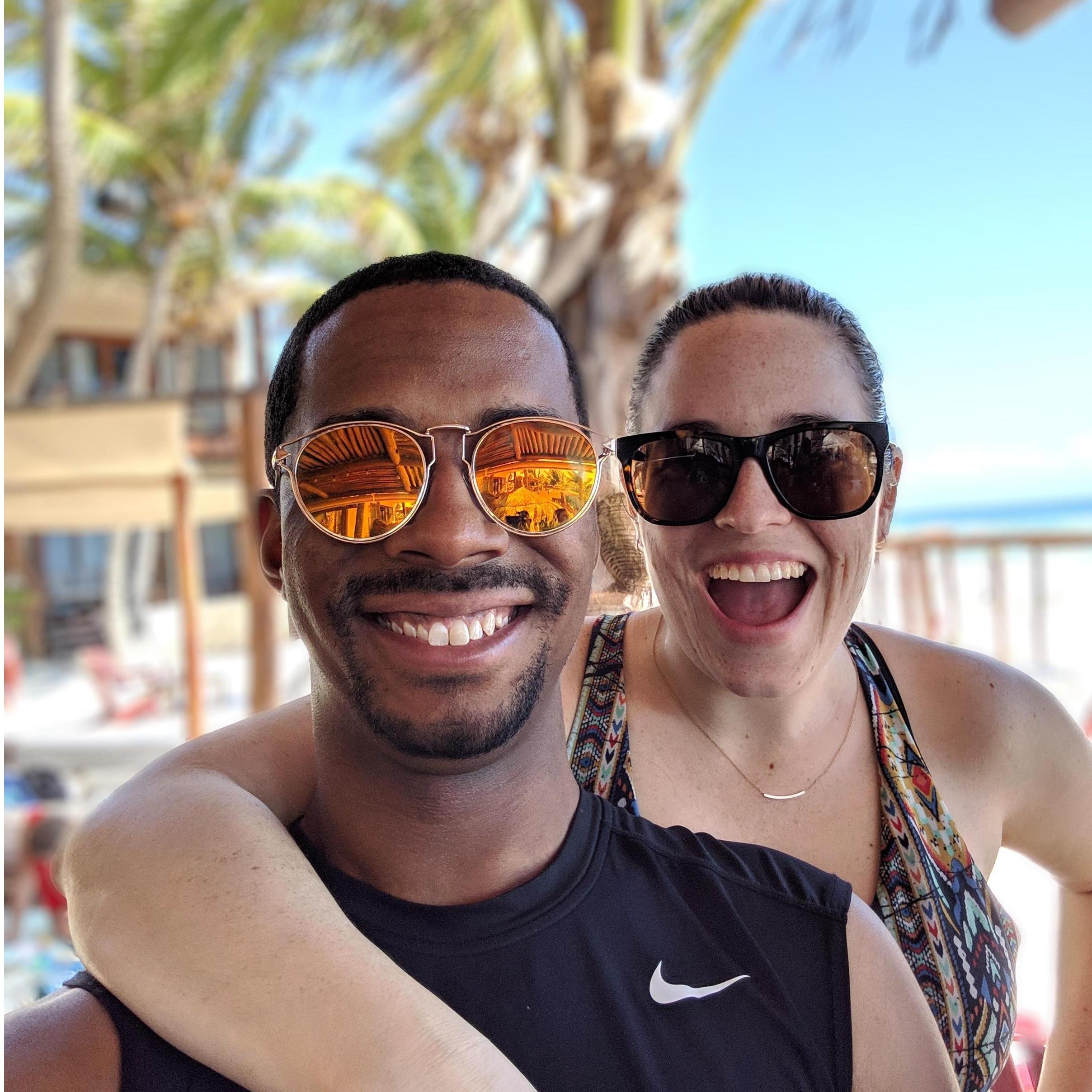 All smiles on the beach in Tulum, Mexico.