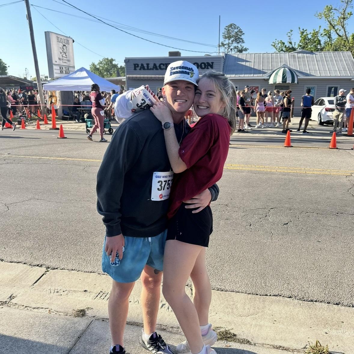 Peyton + Aspen love to run 5ks together! Here’s us at our first one together.