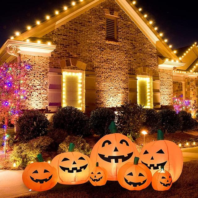 SUNSHNO 7.5FT Halloween Inflatables Pumpkins Decoration, Outdoor Halloween Blow Up Decorations for Yard, LED Lights Hocus Pocus Inflatable Outdoor Holiday Garden Lawn Decor