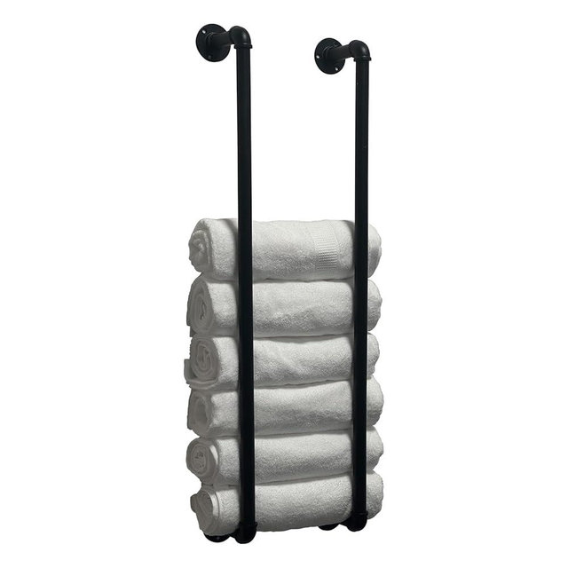 Towel Racks for Bathroom Wall Mounted 36 Inch,Industrial Pipe Storage Organizer Towel Holder(Black)
