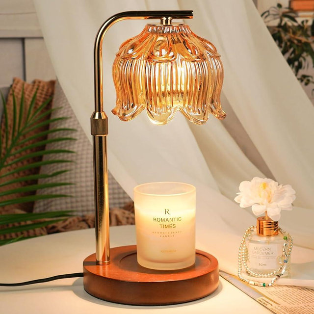 Funistree Candle Warmer Lamp with Timer, Birthday Gifts for Women Momm, House Warming New Home Room Decor, Height Adjustable Lotus Flower Candle lamp for Jar Scented Candles with 2 Bulbs