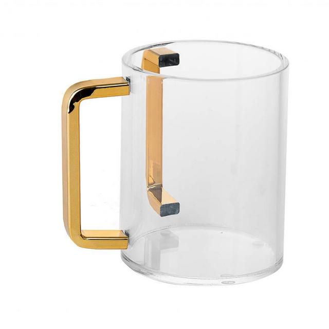 Judaica Place Lucite Hand Washing Cup for Netilat Yadayim, Dual Handle Wash Cup for the Jewish Ritual - Gold and Clear