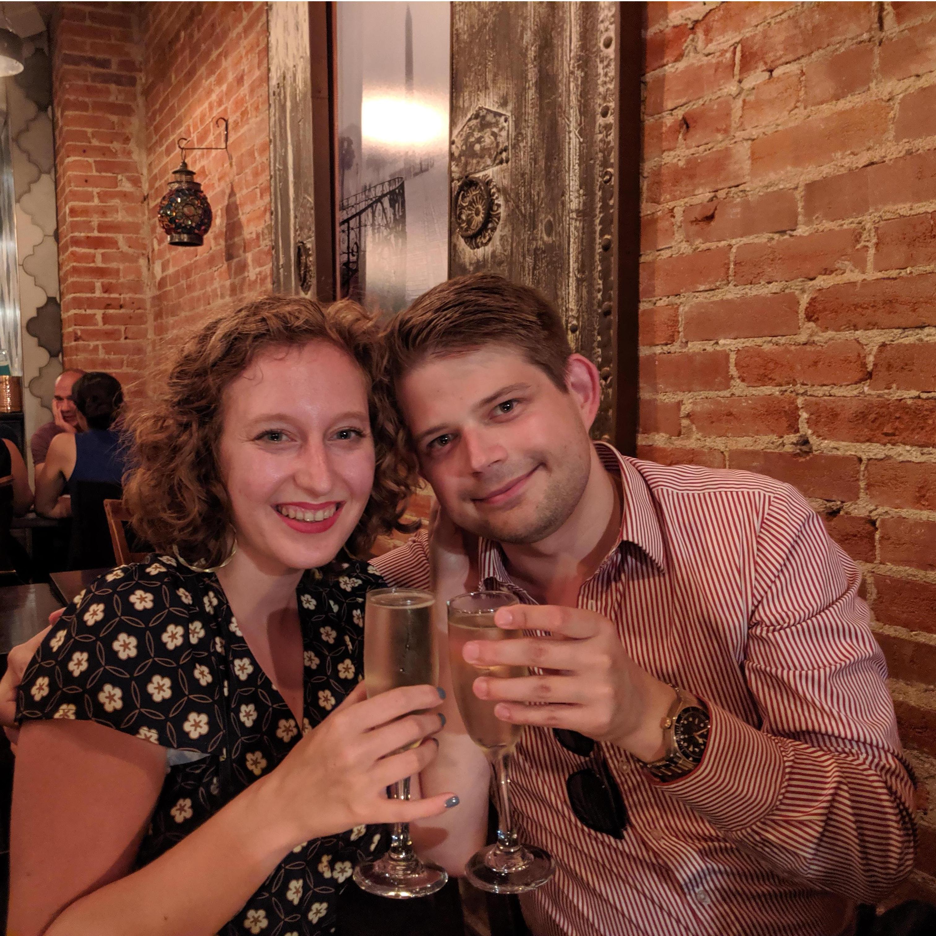 We shared our first drink as an engaged couple on Arielle's 25th birthday!
