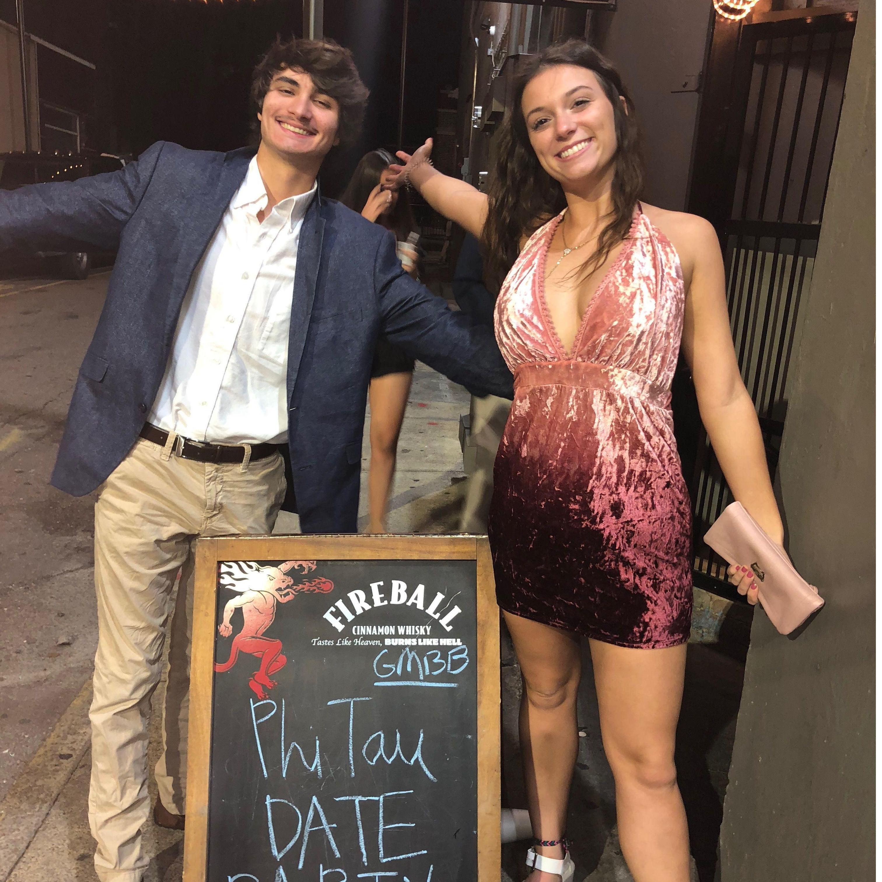 Makenzie's first time as Landon's date to a Phi Tau event - 2018