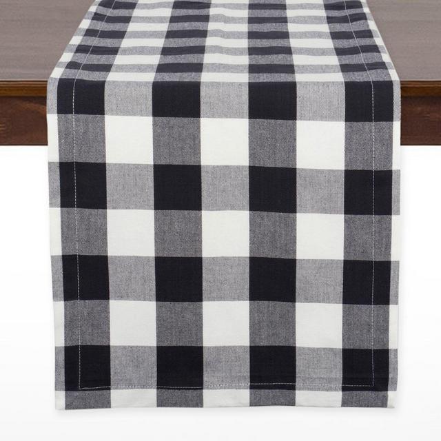 Design Imports Buffalo Check 72-Inch Table Runner in Black/White