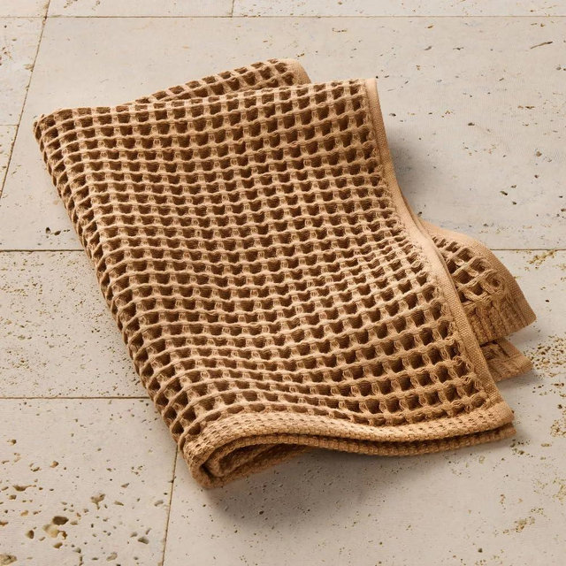 Casalunaa Waffle Towel, Cotton (Brown, Hand Towel)