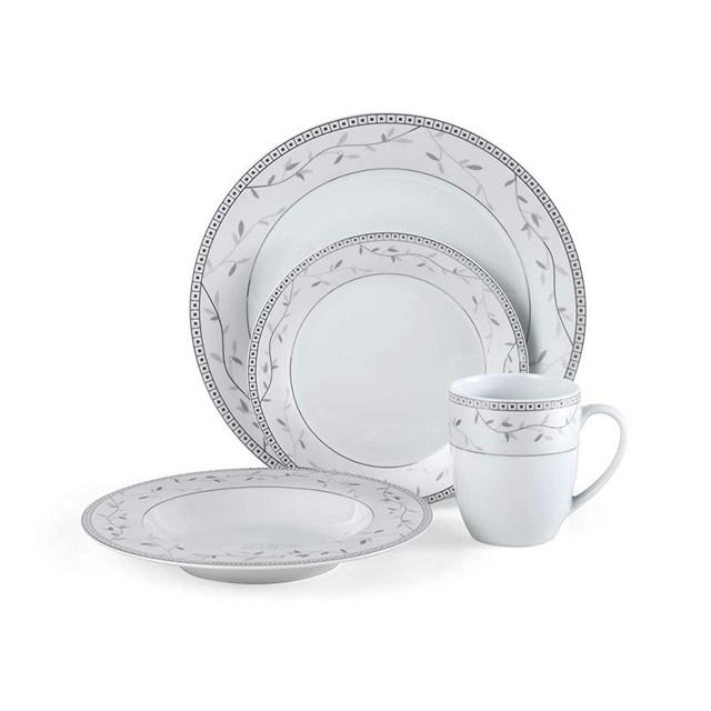 Fitz and Floyd Platinum Vine 32-Piece Dinnerware Set, Assorted