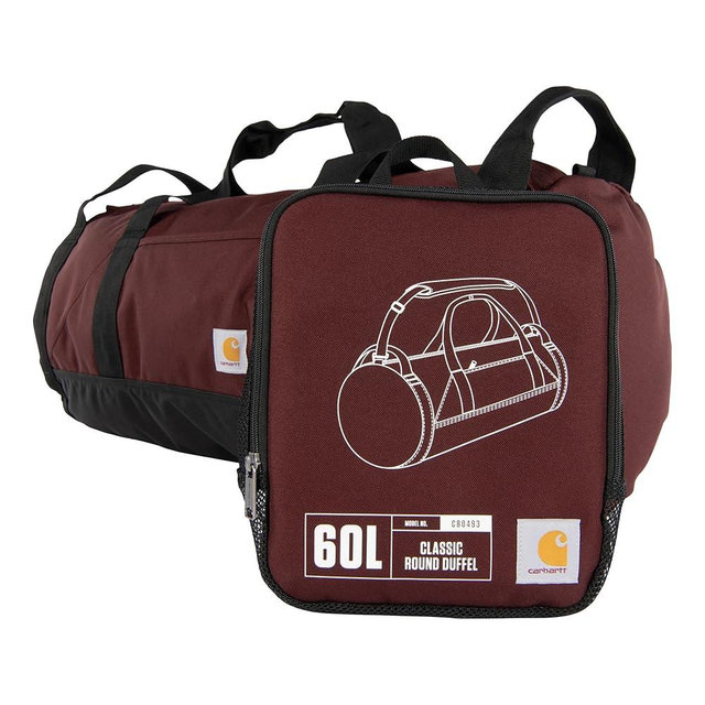 Carhartt Classic Round Duffel with Utility Pouch, Heavy-Duty, Water-Resistant Packable Gear Bag for Jobsite, Gym, and Travel