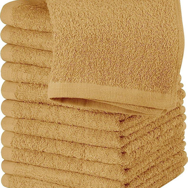 Utopia Towels Cotton Washcloths Set - 100% Ring Spun Cotton, Premium Quality Flannel Face Cloths, Highly Absorbent and Soft Feel Fingertip Towels (12 Pack, Beige)